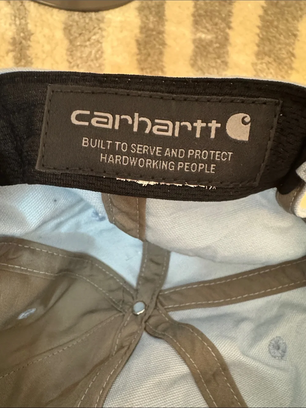 Carhartt Kids Light Blue Canvas Baseball Cap with Brown Patch